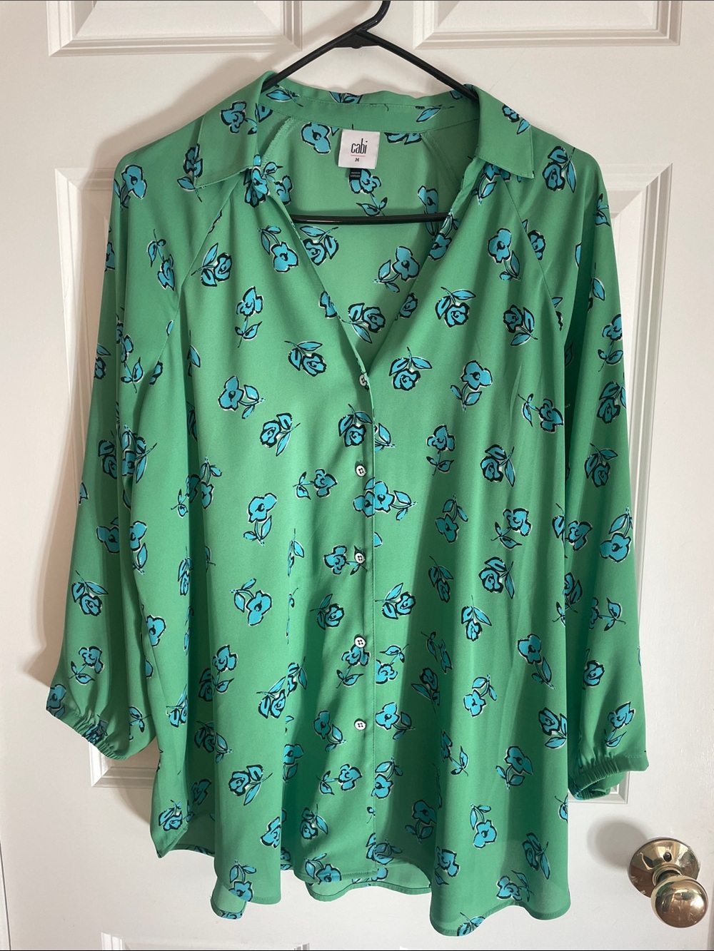 CAbi Go To Green Floral Top